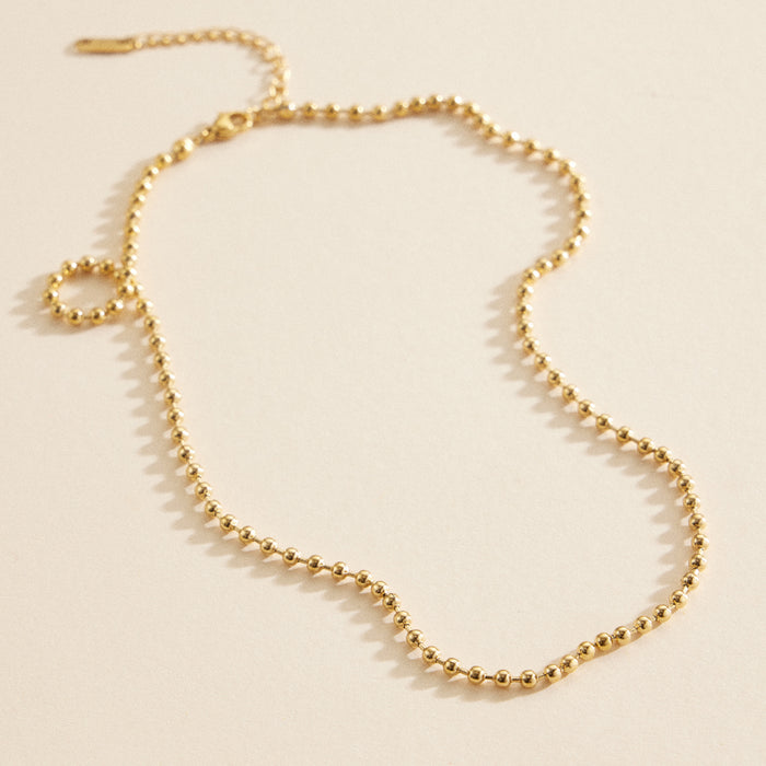 Beaded 18K Gold Dip Stainless Steel Necklace