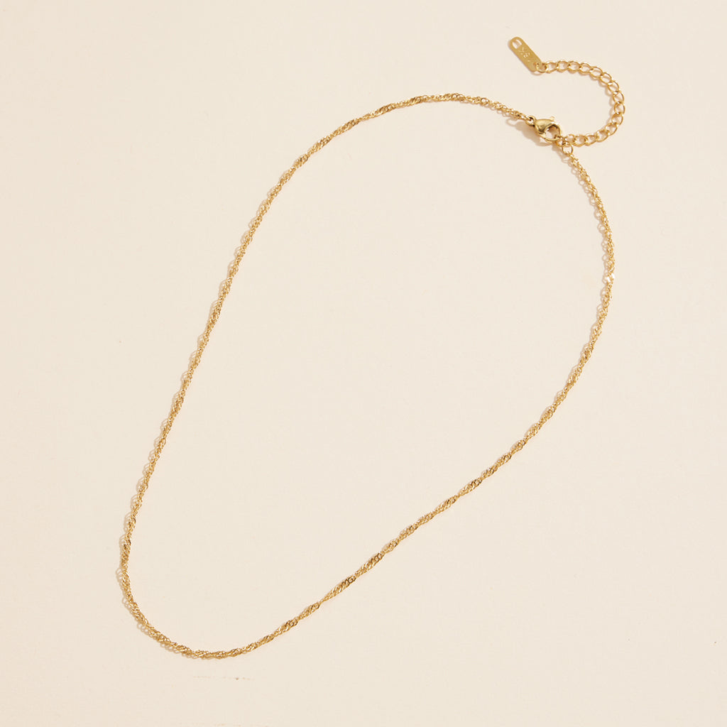 18K Gold Dip Stainless Steel Short Basic Necklace