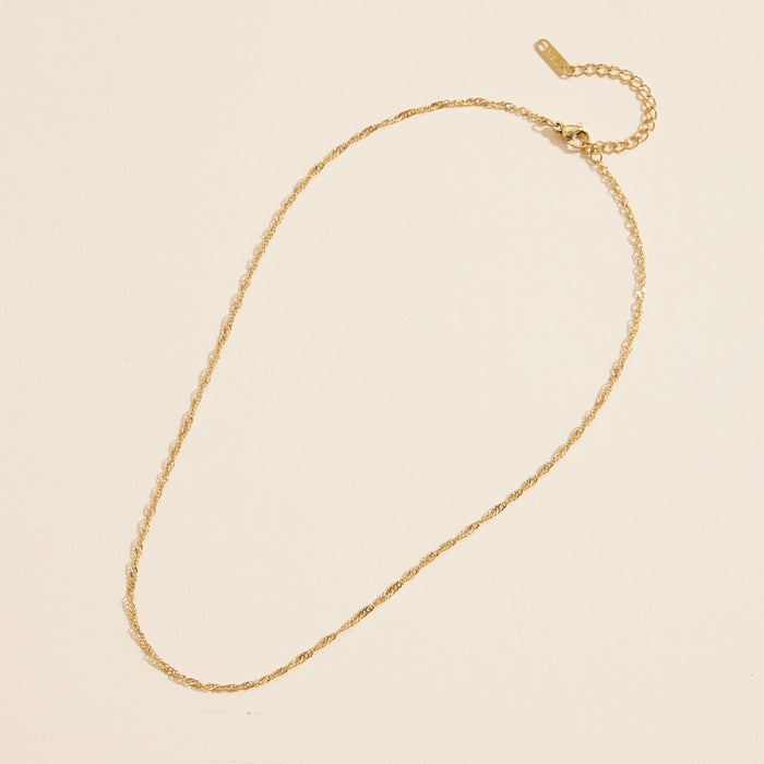 18K Gold Dip Stainless Steel Short Basic Necklace