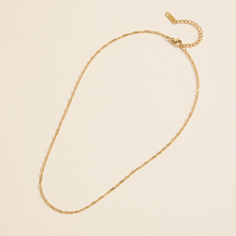 18K Gold Dip Stainless Steel Short Basic Necklace