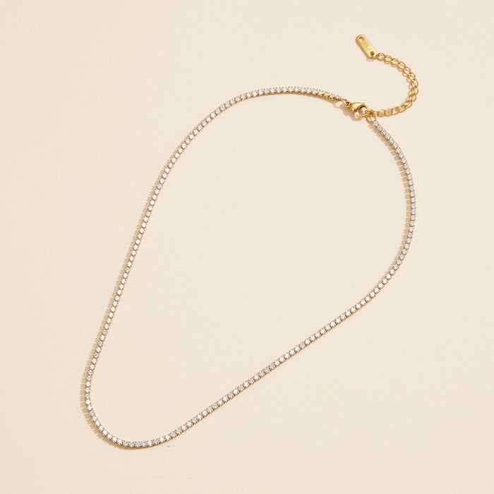 Rhinestones Gold Dip Stainless Steel Necklace