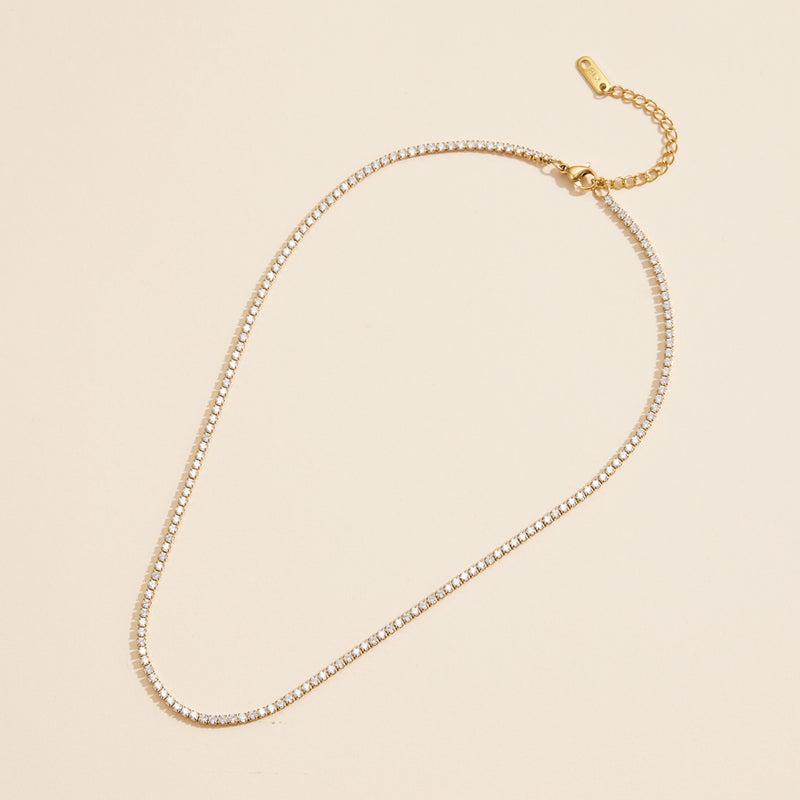 Rhinestones Gold Dip Stainless Steel Necklace