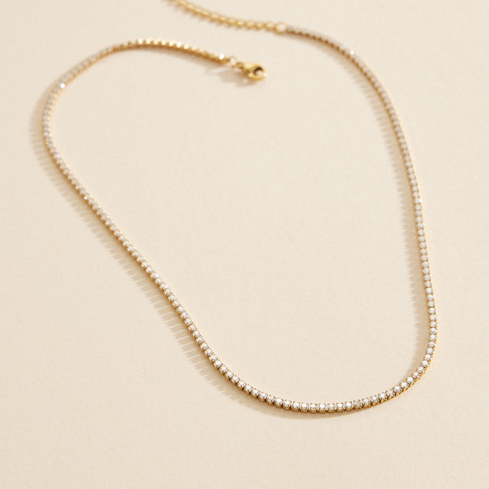 Rhinestones Gold Dip Stainless Steel Necklace