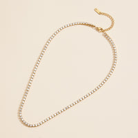 Rhinestones Gold Dip Stainless Steel Short Necklace