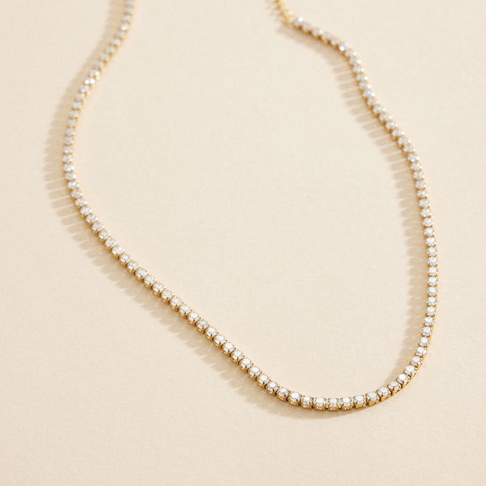 Rhinestones Gold Dip Stainless Steel Short Necklace
