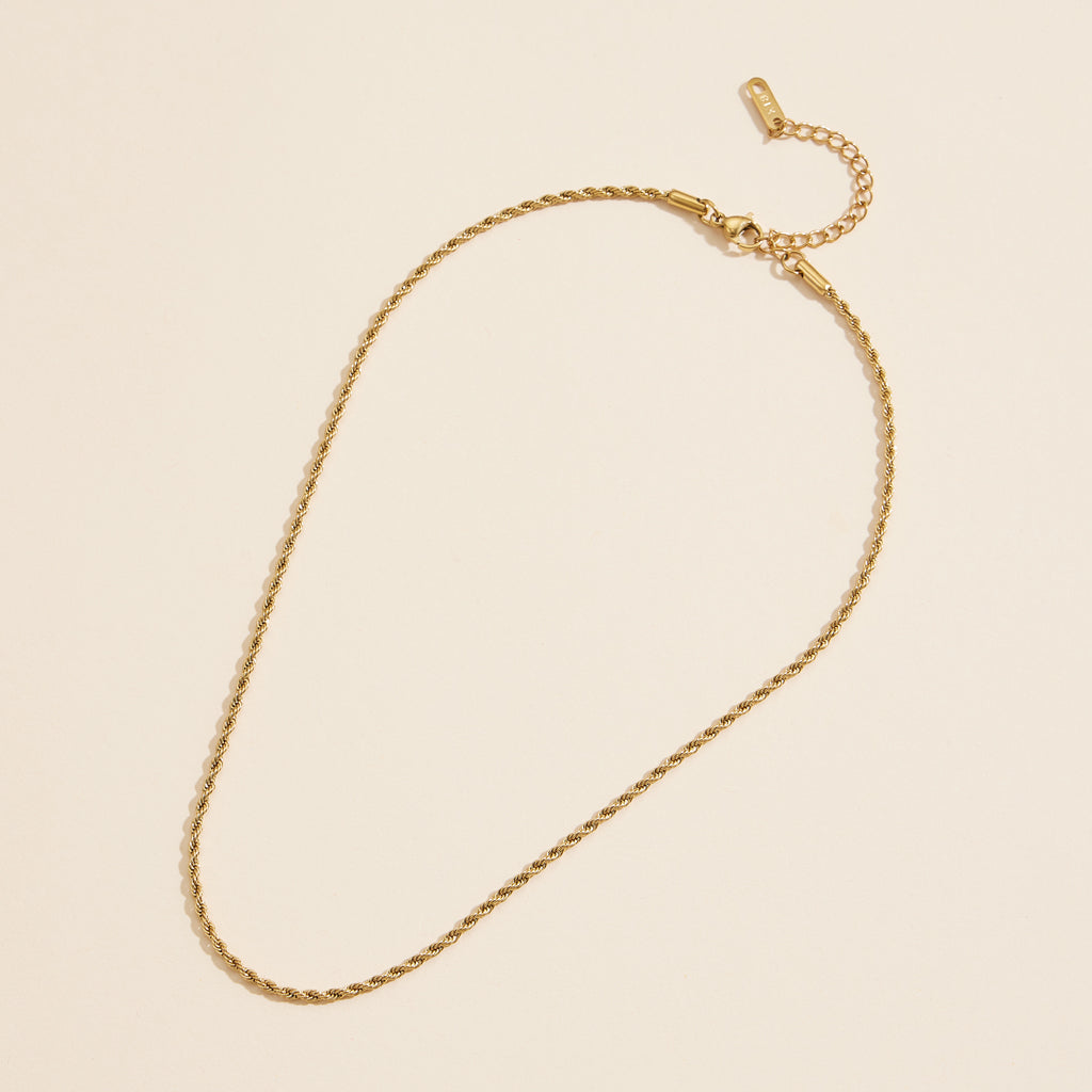 Twisted Chain Gold Dip Stainless Steel Necklace