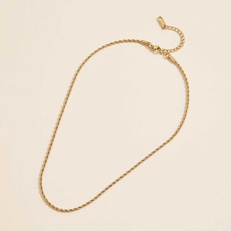 Twisted Chain Gold Dip Stainless Steel Necklace