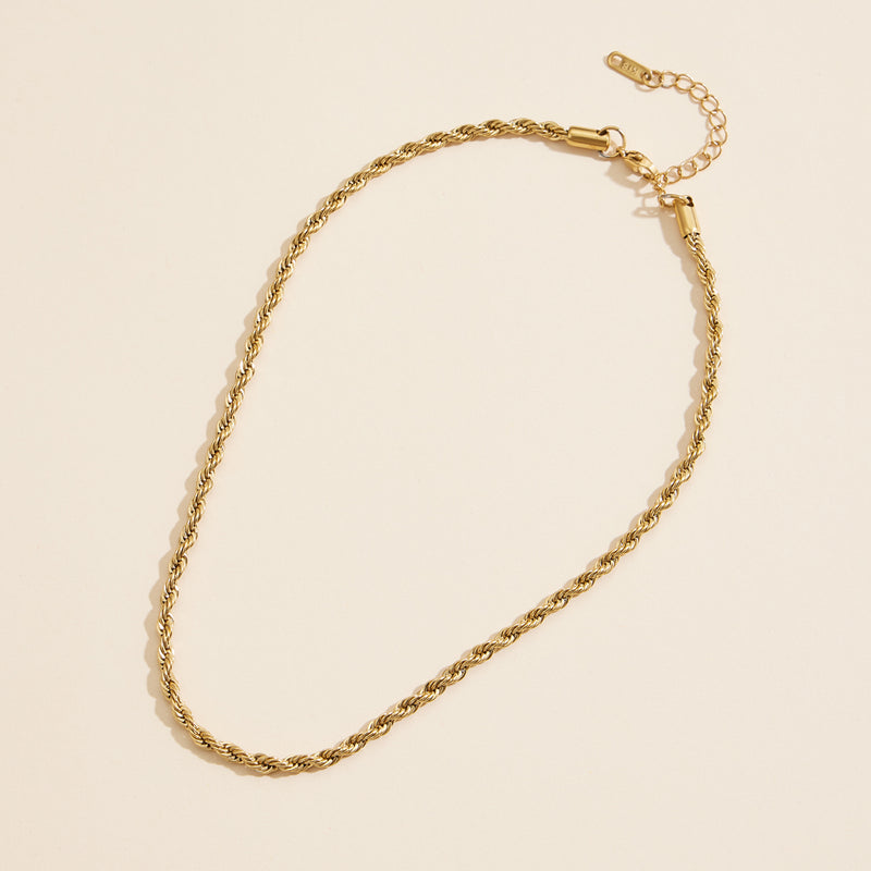 Twisted Chain Gold Dip Stainless Steel Necklace
