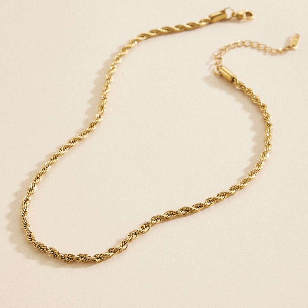 Twisted Chain Gold Dip Stainless Steel Necklace