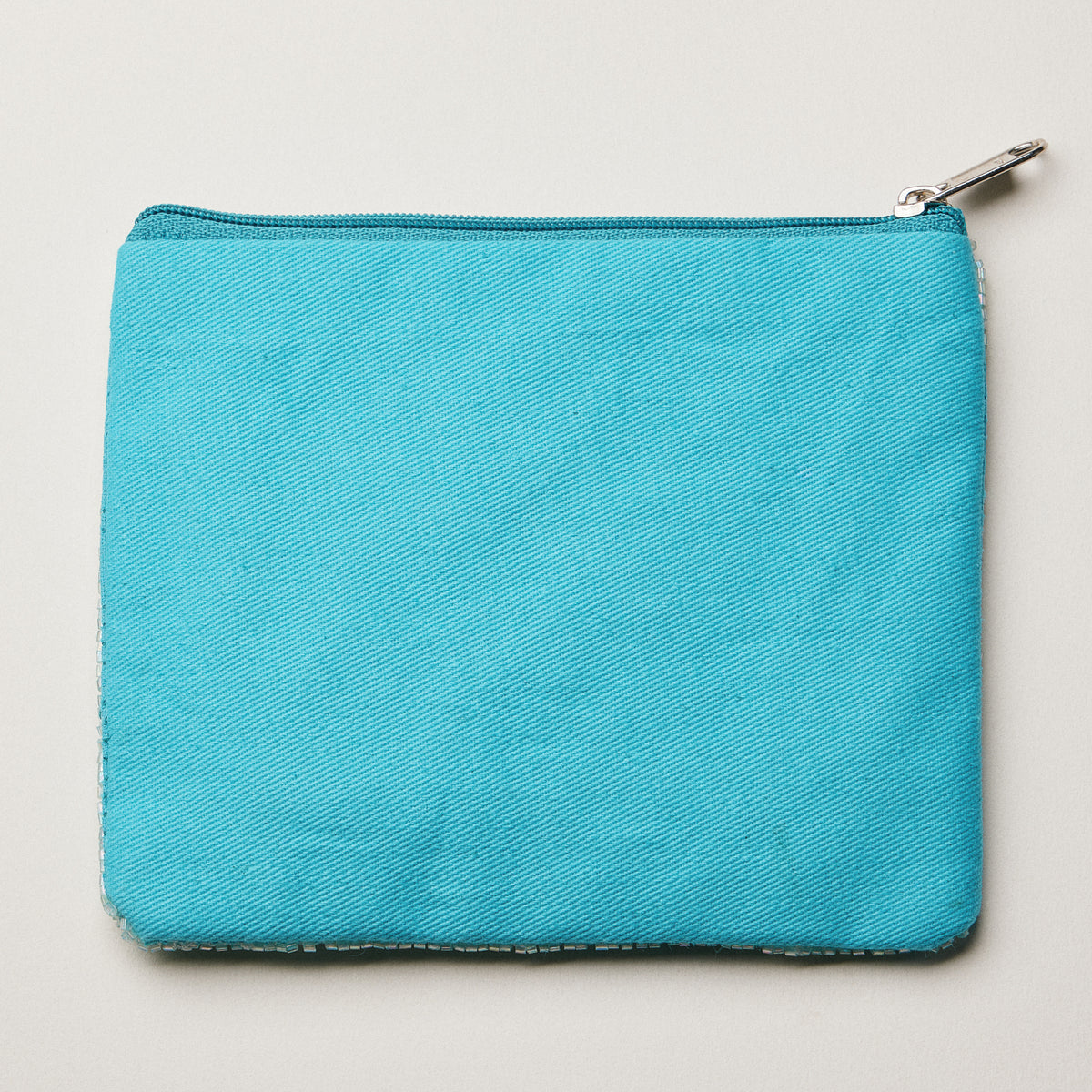Beaded Sequin Starfish Pouch — Aqua