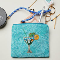 Beaded Sequin Cocktail Coin Pouch — Turquoise