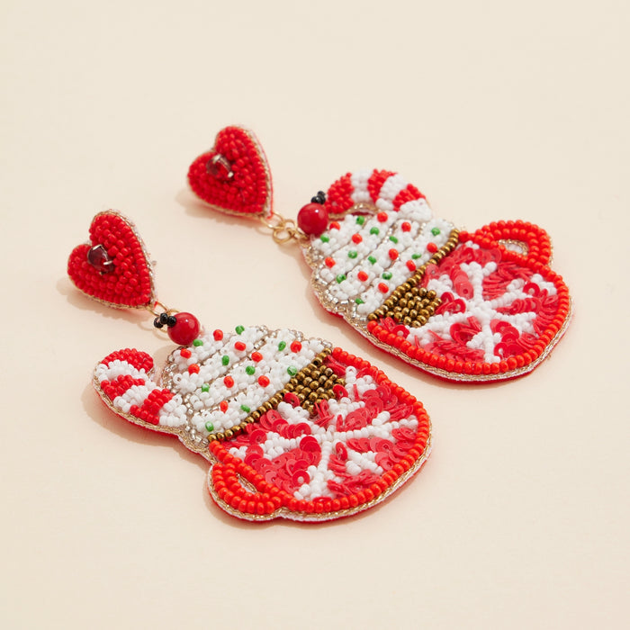 Christmas Hot Chocolate Mug Beaded Dangling Earrings