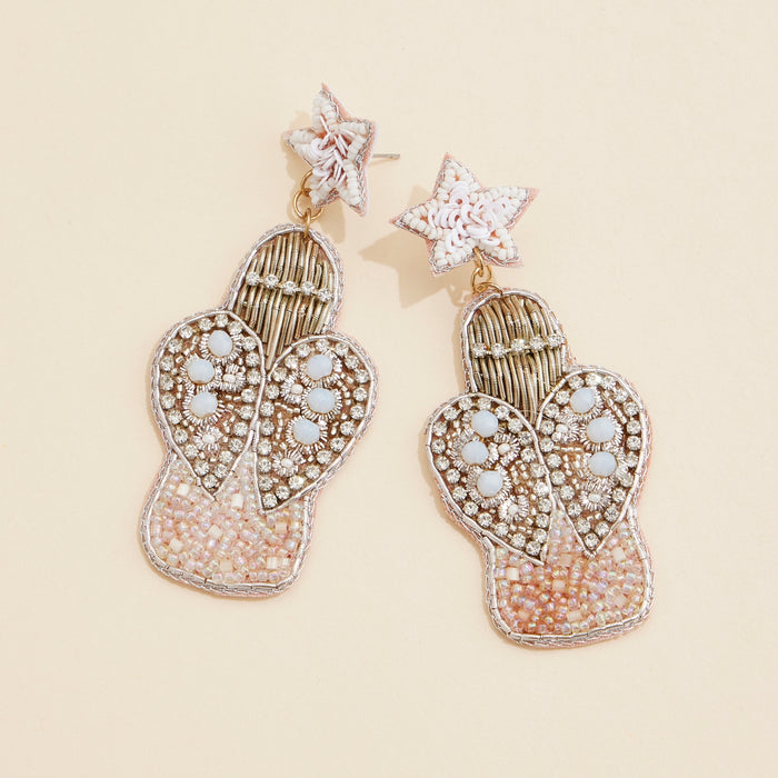 Christmas Angel Seed Beaded Dangling Earrings