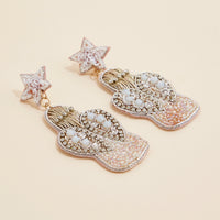 Christmas Angel Seed Beaded Dangling Earrings
