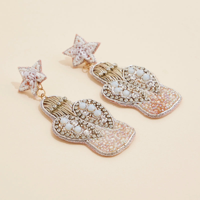 Christmas Angel Seed Beaded Dangling Earrings