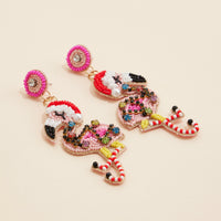 Christmas Flamingo Seed Beaded Dangling Earrings