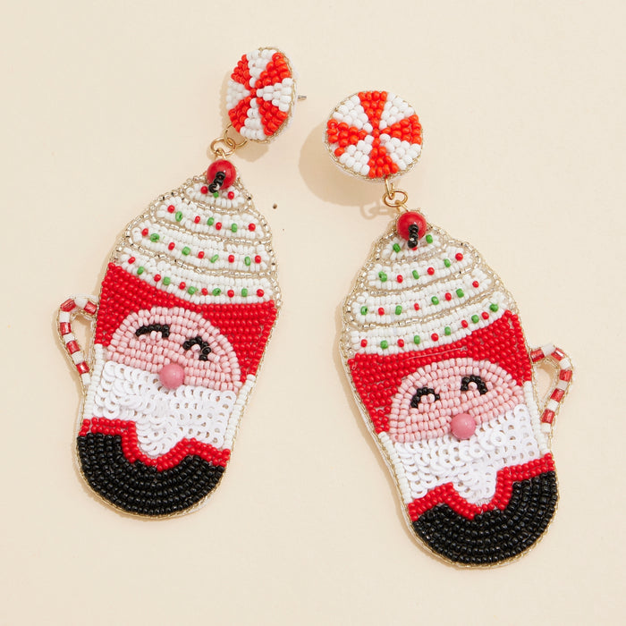 Christmas Elf Seed Beaded Dangling Earrings