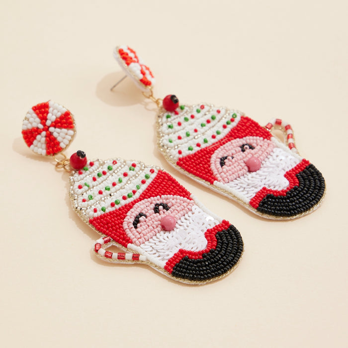 Christmas Elf Seed Beaded Dangling Earrings