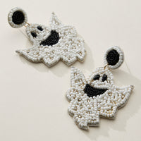 Beaded Ghost Drop Earrings for Halloween
