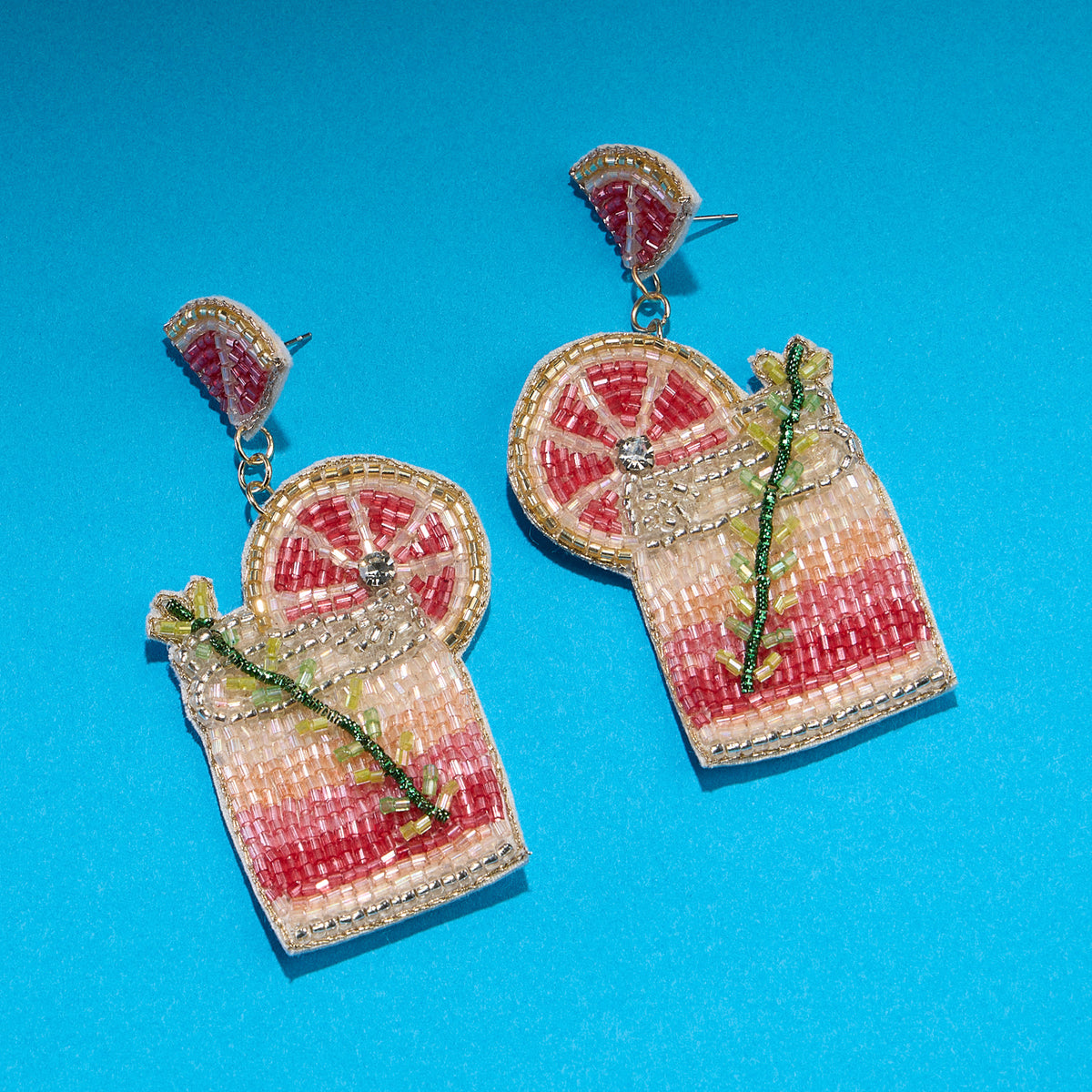 Beaded Grapefruit Beaded Cocktail Earrings – Fun Statement Jewelry