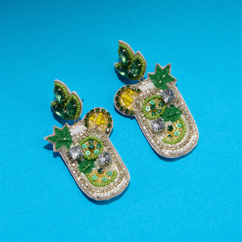 Beaded Mojito Cocktail Earrings – Tropical Statement Jewelry
