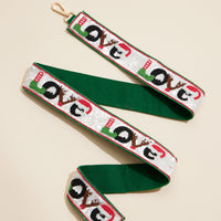 Seed Beaded Holiday Love Bag Strap | Christmas Bag Strap