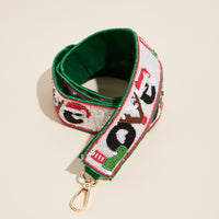 Seed Beaded Holiday Love Bag Strap | Christmas Bag Strap