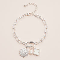 Butterfly Charm Bracelet | Freshwater Pearl & Mother of Pearl Link Bracelet
