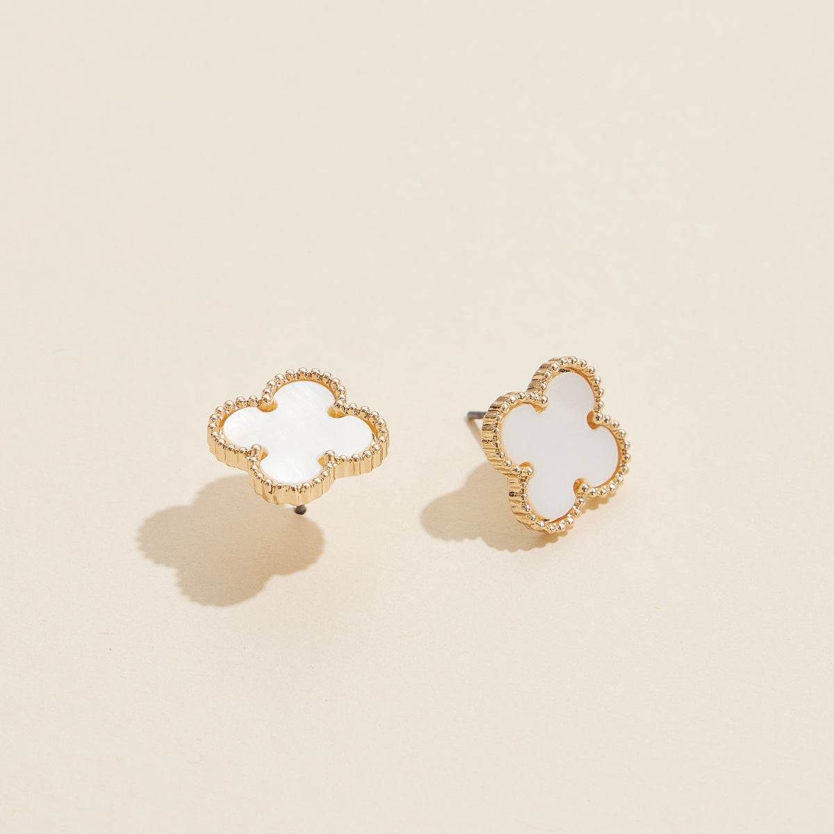 Clover Shape Shell Stud Earrings