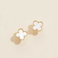 Clover Shape Shell Stud Earrings