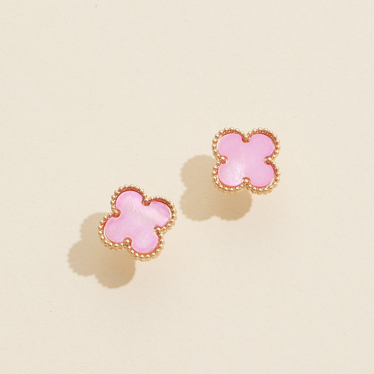 Clover Shape Shell Stud Earrings