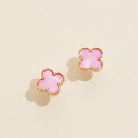 Clover Shape Shell Stud Earrings