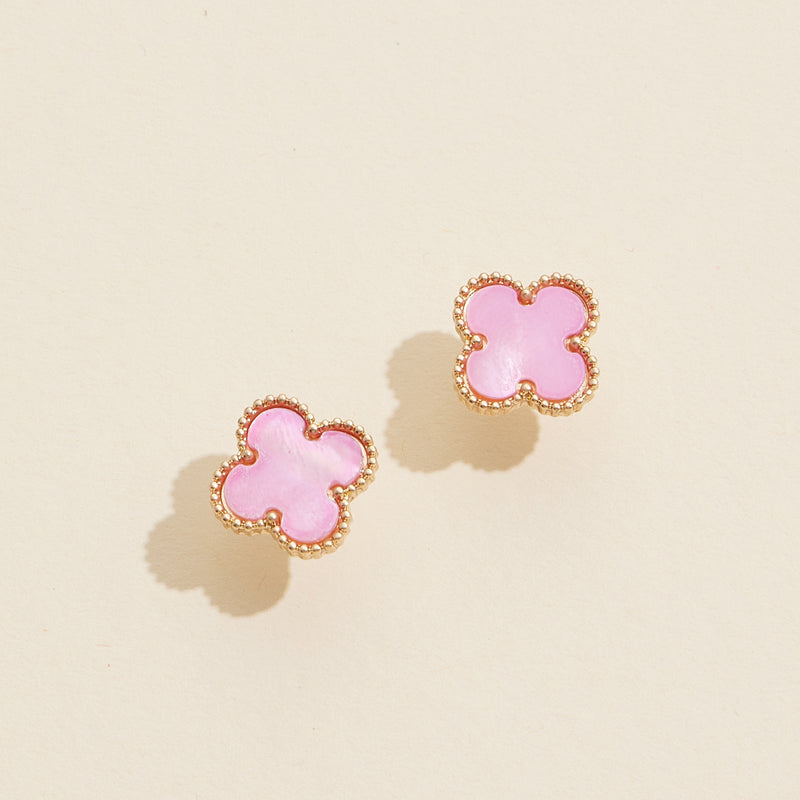 Clover Shape Shell Stud Earrings