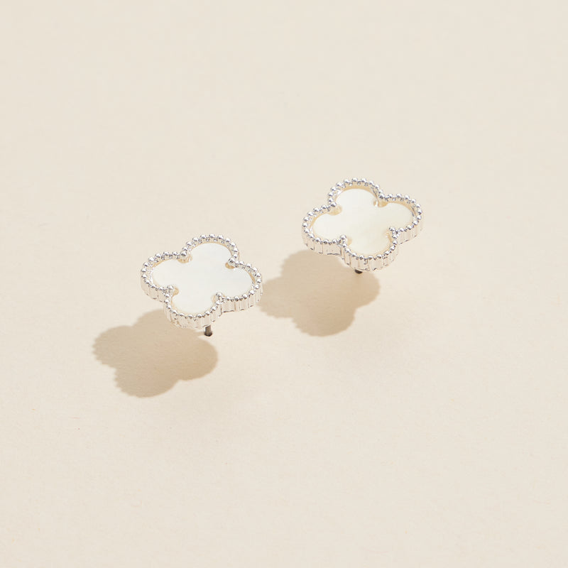 Clover Shape Shell Stud Earrings