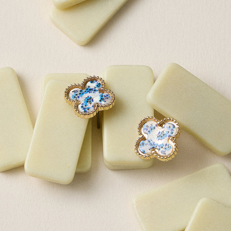 Clover Shape Shell Stud Earrings