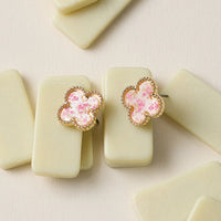 Clover Shape Shell Stud Earrings