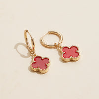 Clover Shape Shell Charm Hoop Earrings