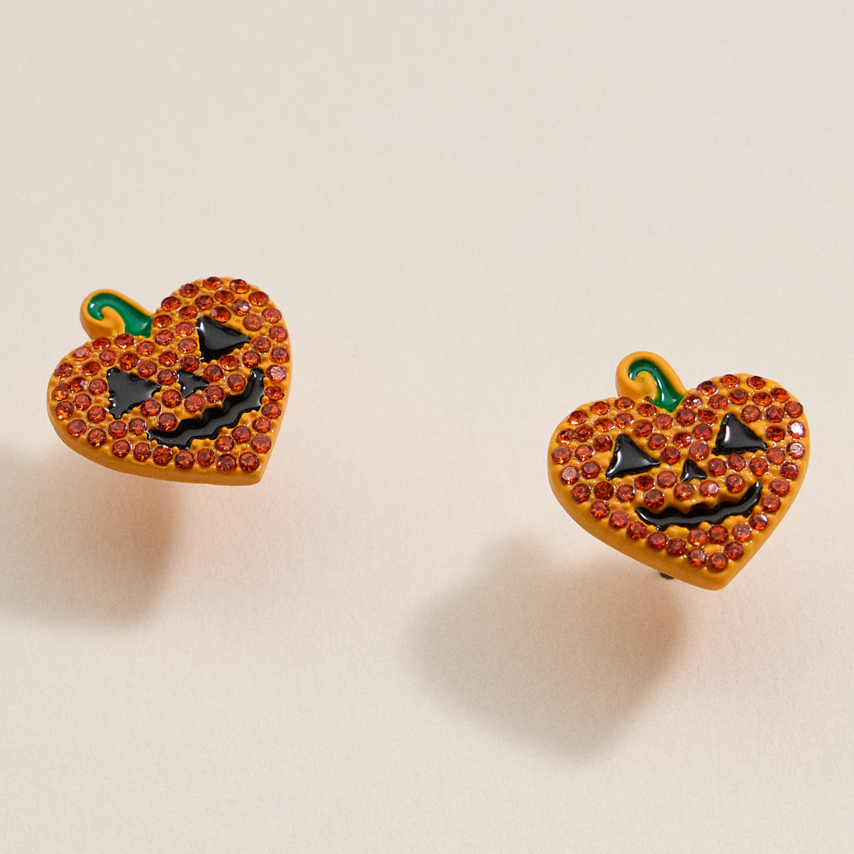 Halloween Heart Pumpkin Stud Earrings