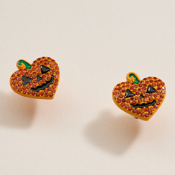 Halloween Heart Pumpkin Stud Earrings