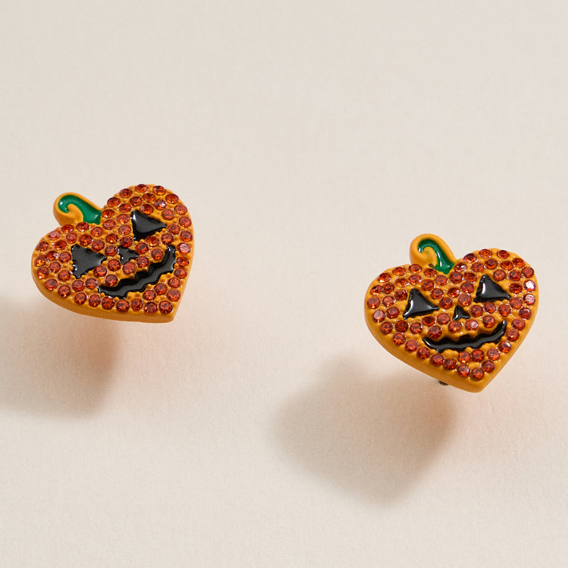 Halloween Heart Pumpkin Stud Earrings