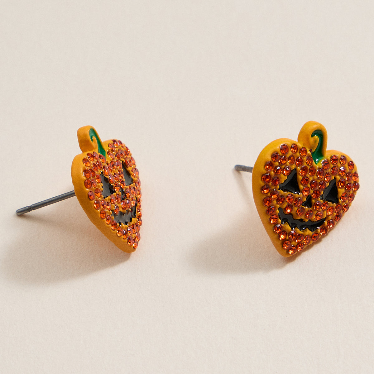 Halloween Heart Pumpkin Stud Earrings