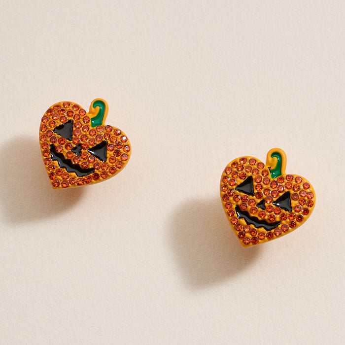 Halloween Heart Pumpkin Stud Earrings