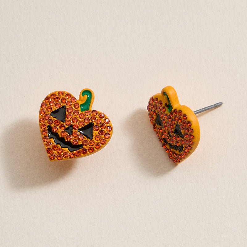 Halloween Heart Pumpkin Stud Earrings