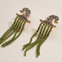 Halloween Witch Heat Rhinestones Dangling Earrings