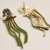 Halloween Witch Heat Rhinestones Dangling Earrings