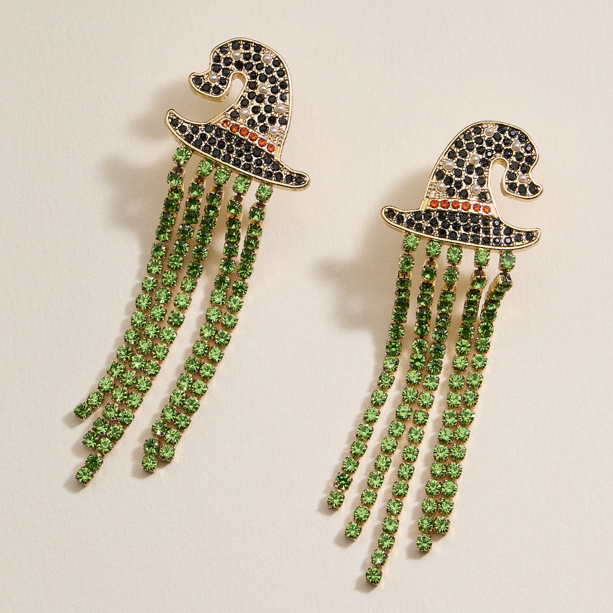 Halloween Witch Heat Rhinestones Dangling Earrings