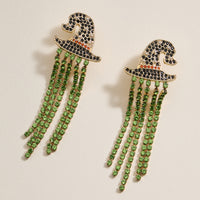 Halloween Witch Heat Rhinestones Dangling Earrings