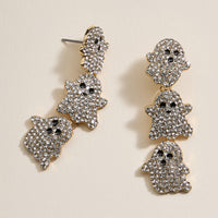 Halloween Linked Ghosts Rhinestones Dangling Earrings