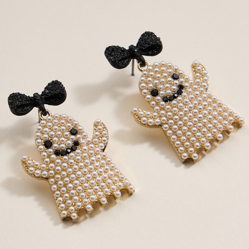 Halloween White Ghost Dangling Earrings