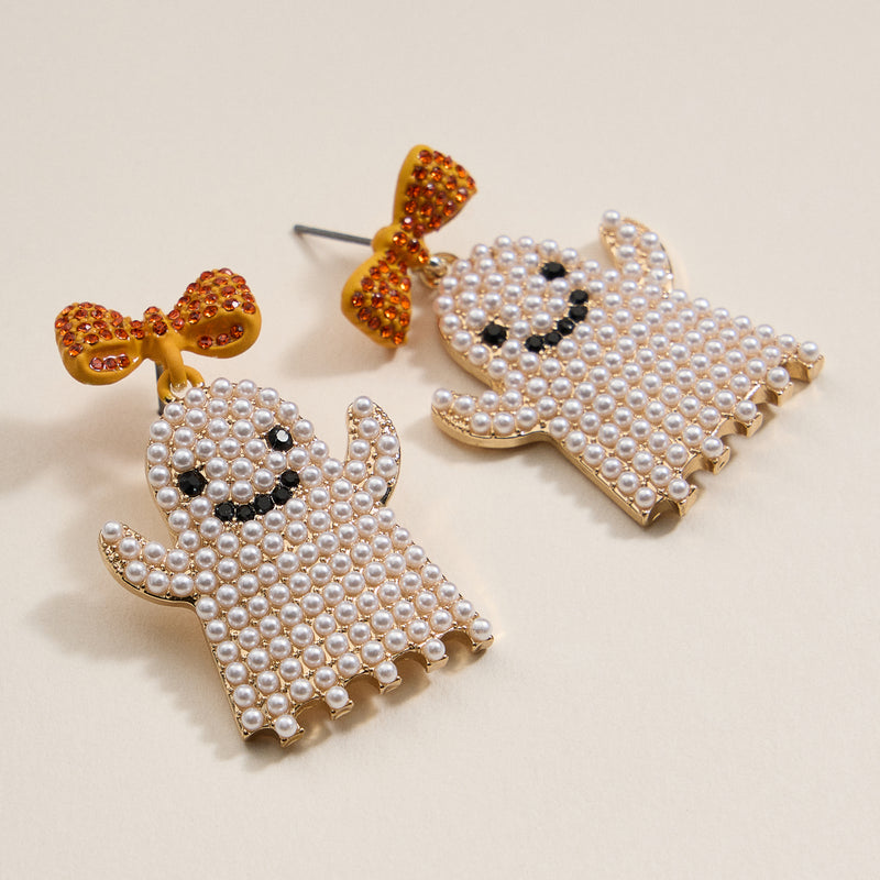 Halloween White Ghost Dangling Earrings